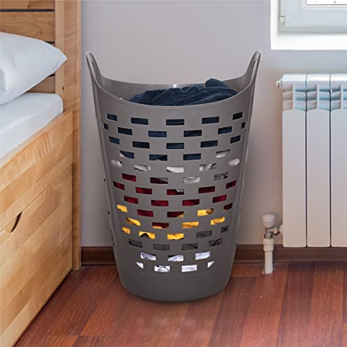 Clorox Flexible Laundry Basket - Tall Plastic Hamper for Clothes Storage - Portable Round Bin with Carry Handles, 2 Bush