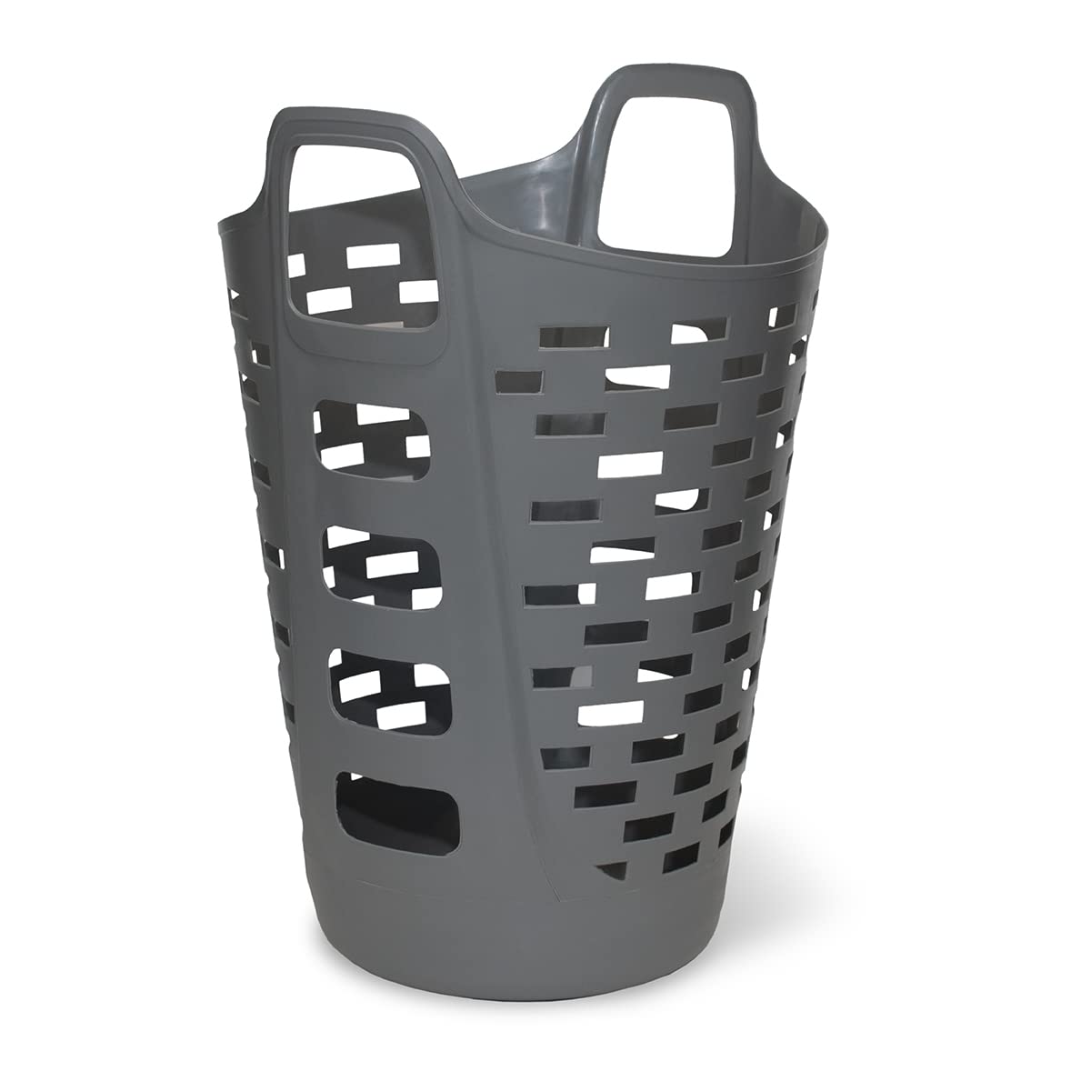 Clorox Flexible Laundry Basket - Tall Plastic Hamper for Clothes Storage - Portable Round Bin with Carry Handles, 2 Bush