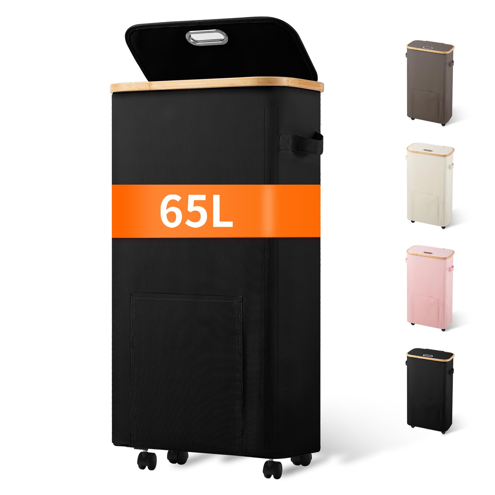  Tall Dirty Clothes Hamper with Wheels for Dorm Room Cleaning
| Rolling Laundry Basket with Lid for Bedroom Storage
| 65